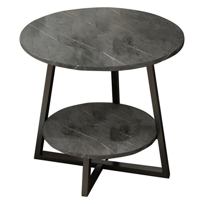 Τραπέζι σαλονιού Rota MDF ανθρακί μαρμάρου-μαύρο Φ60x60cm - Hippiehome.gr