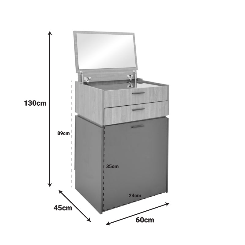 Τουαλέτα κρεβατοκάμαρας Sonlen pakoworld ανθρακί-sonoma 60x45x130εκ - Hippiehome.gr