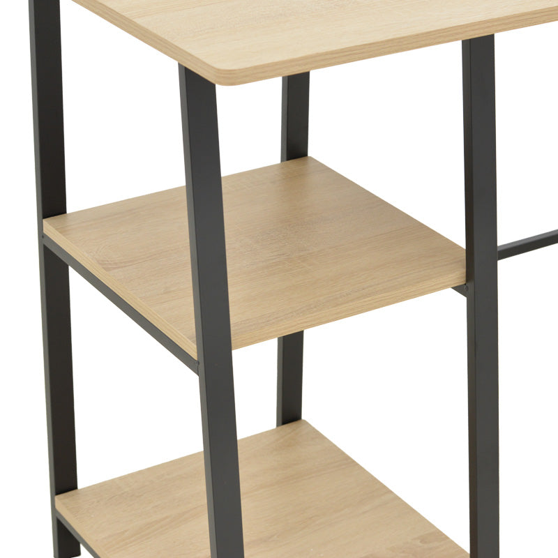 Γραφείο εργασίας Ferje pakoworld με ράφια mdf σε φυσική με μαύρη απόχρωση 100x48x75εκ - Hippiehome.gr