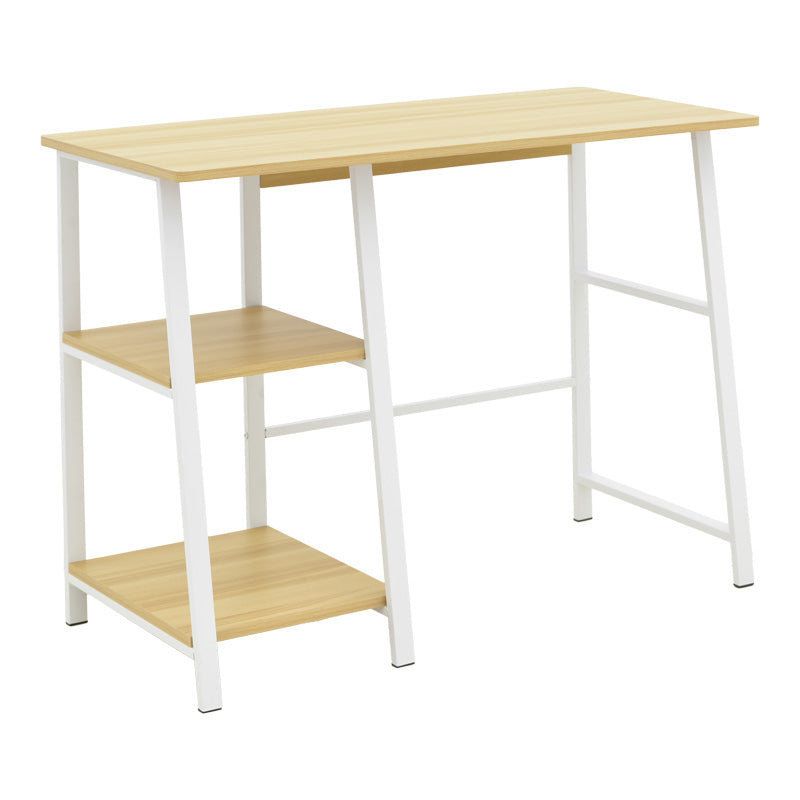 Γραφείο εργασίας Ferje pakoworld με ράφια mdf σε φυσική-λευκή απόχρωση 100x48x75εκ - Hippiehome.gr