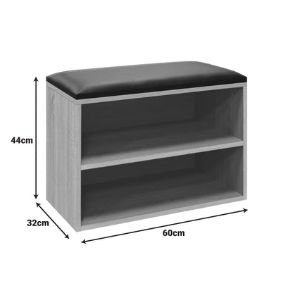 Παπουτσοθήκη-Σκαμπό Kiana pakoworld 4 ζεύγων με μαξιλάρι σε γκρι-oak απόχρωση 60x32x44εκ - Hippiehome.gr