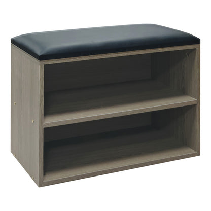 Παπουτσοθήκη-Σκαμπό Kiana pakoworld 4 ζεύγων με μαξιλάρι σε γκρι-oak απόχρωση 60x32x44εκ - Hippiehome.gr