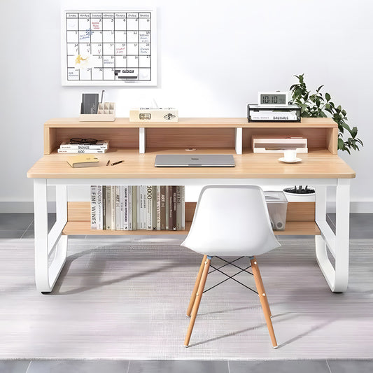 Γραφείο εργασίας Evrepy pakoworld mdf σε oak απόχρωση με λευκό μέταλλο 100x60x73εκ - Hippiehome.gr