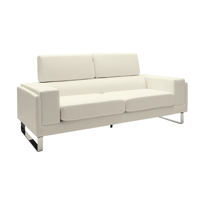 Καναπές Shea pakoworld 3θέσιος PU ivory-inox 198x80x87εκ - Hippiehome.gr
