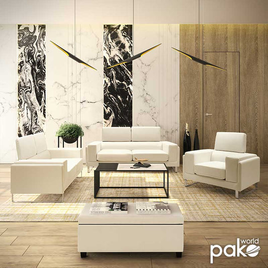 Καναπές Shea pakoworld 2θέσιος PU ivory-inox 158x80x87εκ - Hippiehome.gr