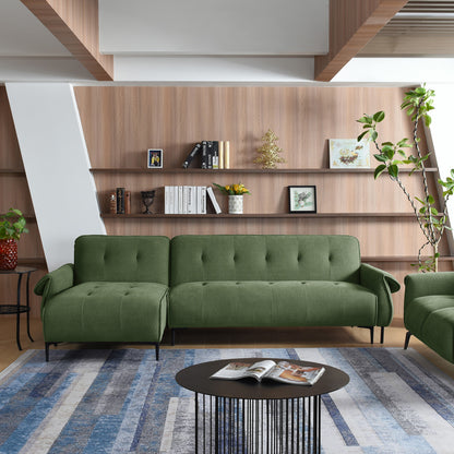 Kαναπές κρεβάτι τριθέσιος αναστρέψιμος Nuavid pakoworld ύφασμα σε χακί απόχρωση 293x143x85εκ - Hippiehome.gr