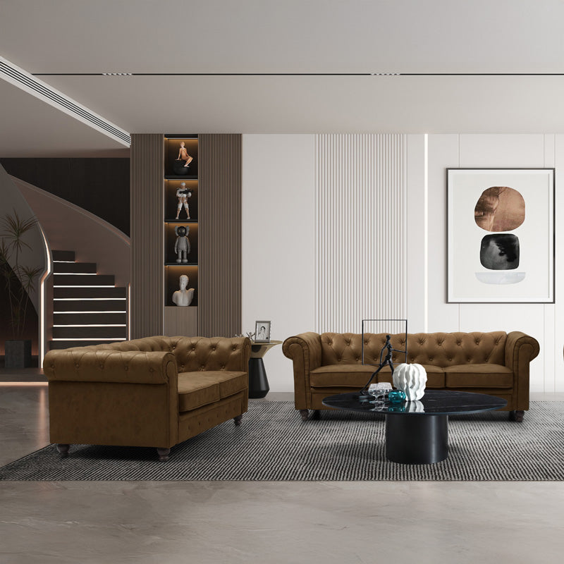 Kαναπές τριθέσιος τ. Chesterfield pakoworld pu σε αντικέ καφέ απόχρωση 203x84x67εκ - Hippiehome.gr