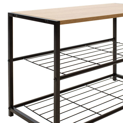 Παπουτσοθήκη Ramon pakoworld 6 ζευγών φυσικό-μαύρο 63x30x43εκ - Hippiehome.gr