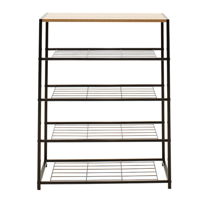 Παπουτσοθήκη Ramon pakoworld 12 ζευγών φυσικό-μαύρο 63x30x83εκ - Hippiehome.gr