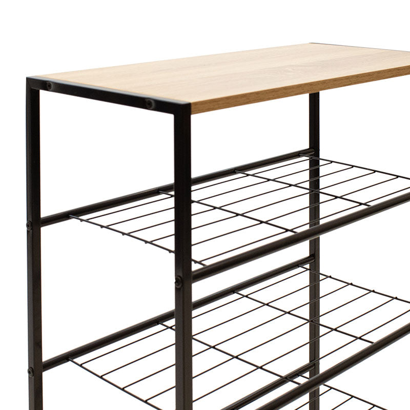 Παπουτσοθήκη Ramon pakoworld 12 ζευγών φυσικό-μαύρο 63x30x83εκ - Hippiehome.gr