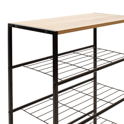 Παπουτσοθήκη Ramon pakoworld 12 ζευγών φυσικό-μαύρο 63x30x83εκ - Hippiehome.gr