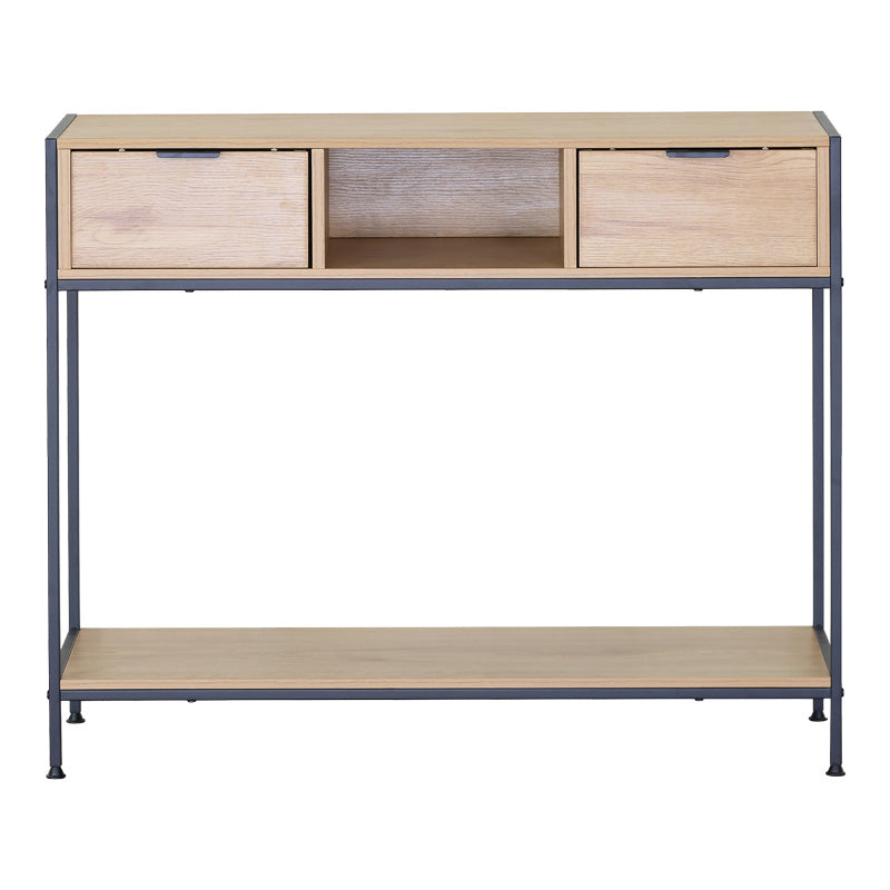 Κονσόλα Regando pakoworld σε oak απόχρωση με μαύρο μέταλλο 100x35x80εκ - Hippiehome.gr