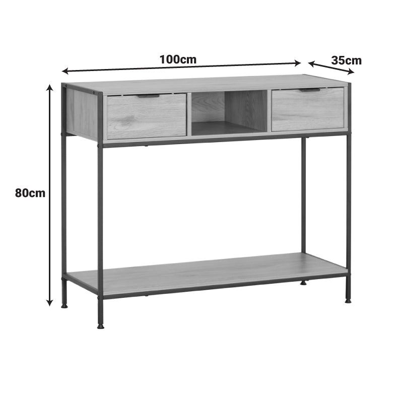 Κονσόλα Regando pakoworld σε oak απόχρωση με μαύρο μέταλλο 100x35x80εκ - Hippiehome.gr