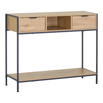 Κονσόλα Regando pakoworld σε oak απόχρωση με μαύρο μέταλλο 100x35x80εκ - Hippiehome.gr