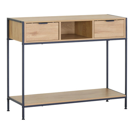 Κονσόλα Regando pakoworld σε oak απόχρωση με μαύρο μέταλλο 100x35x80εκ - Hippiehome.gr