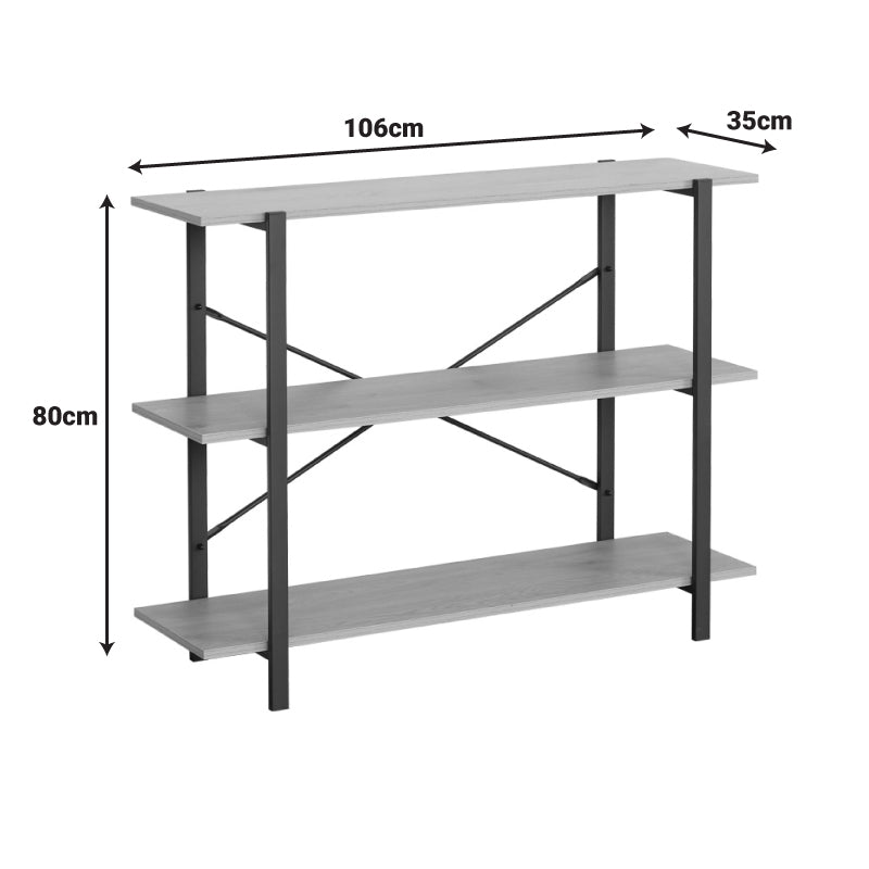 Επιδαπέδια ραφιέρα Nebranzo pakoworld σε oak απόχρωση με μαύρο μέταλλο 106x35x80εκ - Hippiehome.gr