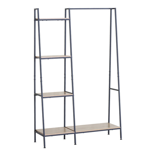 Έπιπλο εισόδου-ραφιέρα Herevy pakoworld σε oak απόχρωση με μαύρο μέταλλο 101x35x160εκ - Hippiehome.gr