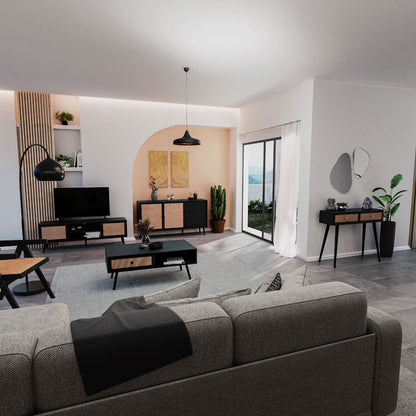 Μπουφές Oslo pakoworld μαύρο-φυσικό 150x39x79εκ - Hippiehome.gr