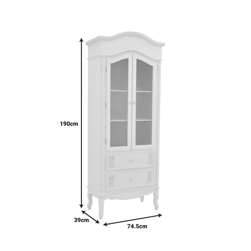 Βιτρίνα Pazlen Inart mdf σε λευκή αντικέ απόχρωση 74.5x39x190εκ - Hippie Home 