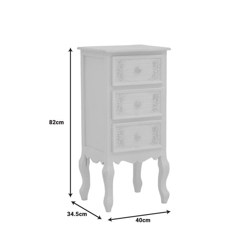 Pazlen Inart mdf chest of drawers in white antique shade 40x34.5x82cm