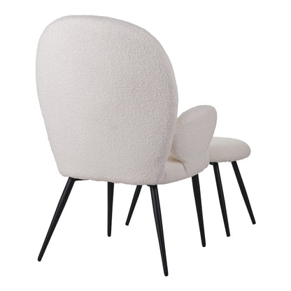 Πολυθρόνα με υποπόδιο Qarar pakoworld μπουκλέ ύφασμα σε λευκή απόχρωση με μαύρα μεταλλικά πόδια 67.5x67.5x106εκ - Hippiehome.gr