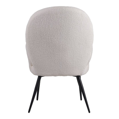 Πολυθρόνα με υποπόδιο Qarar pakoworld μπουκλέ ύφασμα σε λευκή απόχρωση με μαύρα μεταλλικά πόδια 67.5x67.5x106εκ - Hippiehome.gr