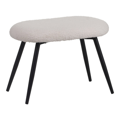 Πολυθρόνα με υποπόδιο Qarar pakoworld μπουκλέ ύφασμα σε λευκή απόχρωση με μαύρα μεταλλικά πόδια 67.5x67.5x106εκ - Hippiehome.gr