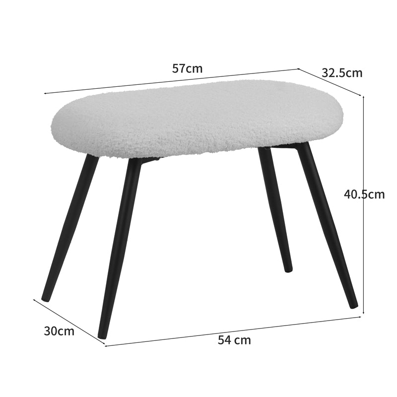 Πολυθρόνα με υποπόδιο Qarar pakoworld μπουκλέ ύφασμα σε λευκή απόχρωση με μαύρα μεταλλικά πόδια 67.5x67.5x106εκ - Hippiehome.gr