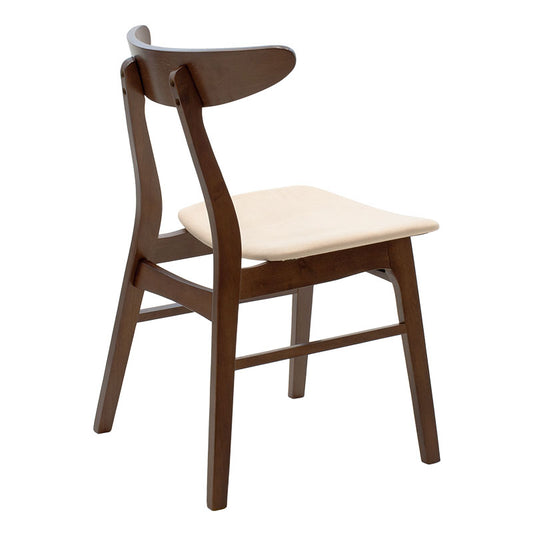 Καρέκλα Orlean pakoworld μπεζ ύφασμα-rubberwood καρυδί πόδι - Hippiehome.gr
