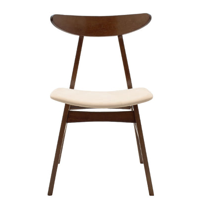 Καρέκλα Orlean pakoworld μπεζ ύφασμα-rubberwood καρυδί πόδι - Hippiehome.gr