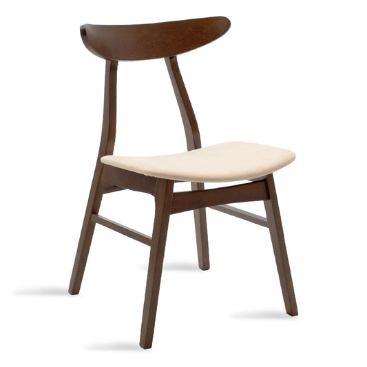 Καρέκλα Orlean pakoworld μπεζ ύφασμα-rubberwood καρυδί πόδι - Hippiehome.gr