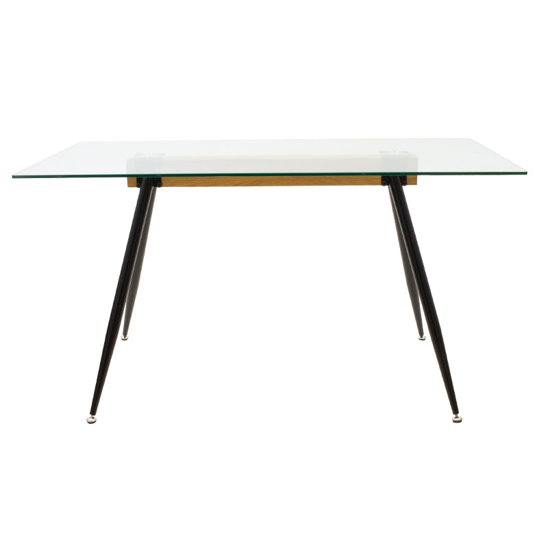 Τραπέζι Astrid pakoworld γυάλινο 10χιλ - πόδι μαύρο 140x80x75εκ - Hippiehome.gr