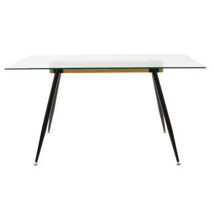 Τραπέζι Astrid pakoworld γυάλινο 10χιλ - πόδι μαύρο 140x80x75εκ - Hippiehome.gr