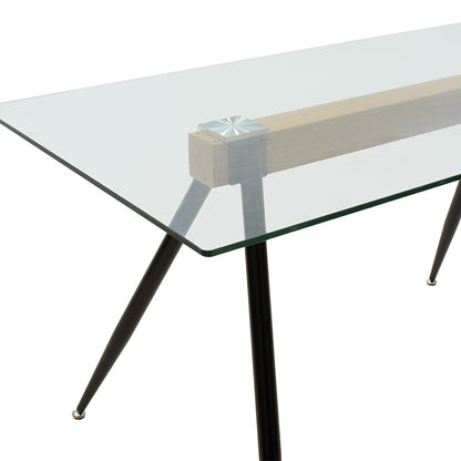 Τραπέζι Astrid pakoworld γυάλινο 10χιλ - πόδι μαύρο 140x80x75εκ - Hippiehome.gr