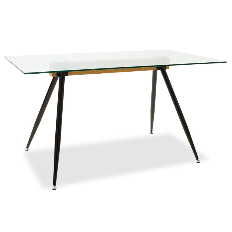 Τραπέζι Astrid pakoworld γυάλινο 10χιλ - πόδι μαύρο 140x80x75εκ - Hippiehome.gr
