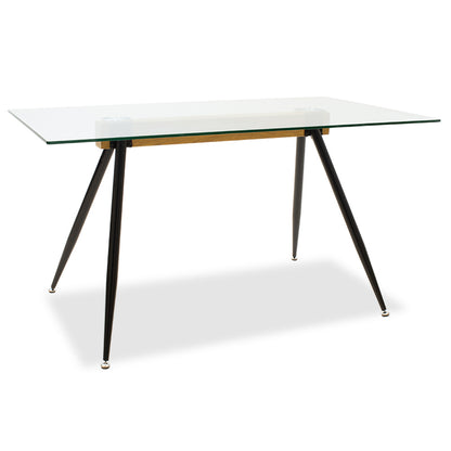 Τραπέζι Astrid pakoworld γυάλινο 10χιλ - πόδι μαύρο 140x80x75εκ - Hippiehome.gr