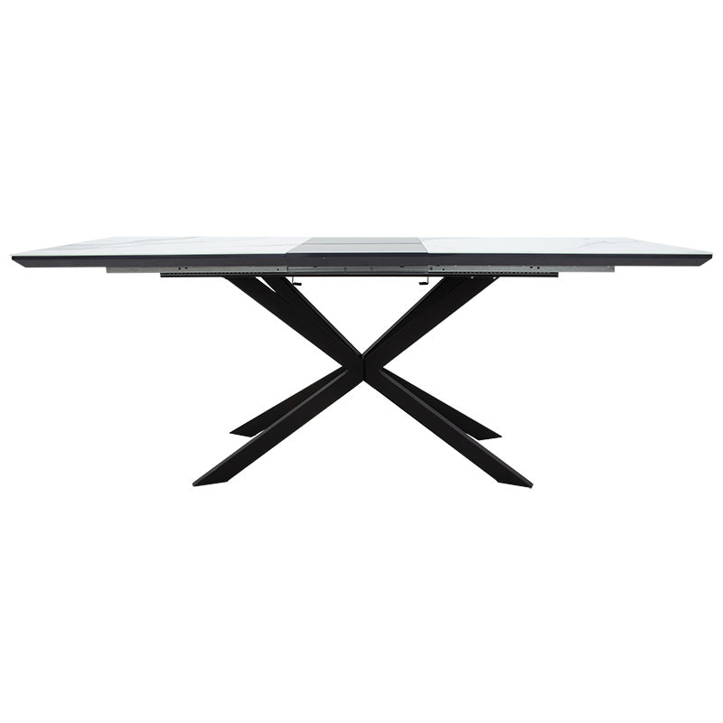 Τραπέζι επεκτεινόμενο Palan pakoworld sintered stone σε όψη μαρμάρου - μαύρο μέταλλο 160-200x80x77εκ - Hippiehome.gr