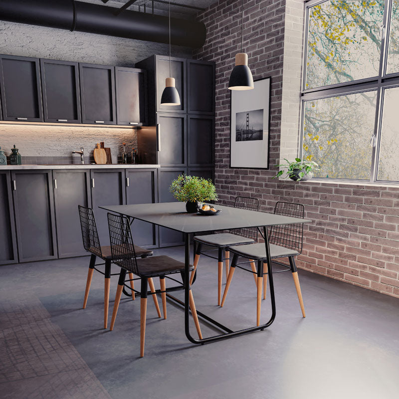 Τραπέζι Revello pakoworld sintered stone μαύρο μαρμάρου-μαύρο 150x90x75εκ - Hippiehome.gr