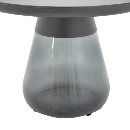 Kunlo Inart side table black metal-black glass Φ60x42cm