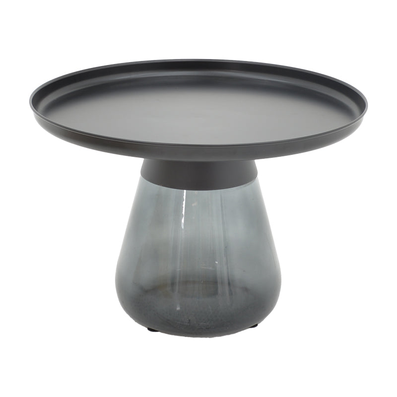 Kunlo Inart side table black metal-black glass Φ60x42cm