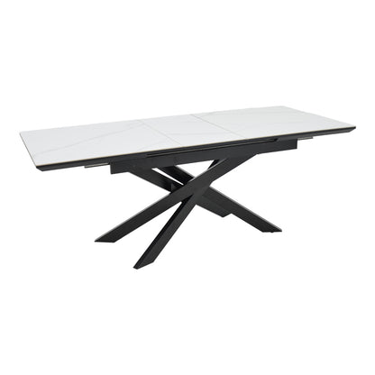Τραπέζι Rogemi pakoworld sintered stone -γκρι mdf-μαύρο μέταλλο 160-200x90x75εκ - Hippiehome.gr