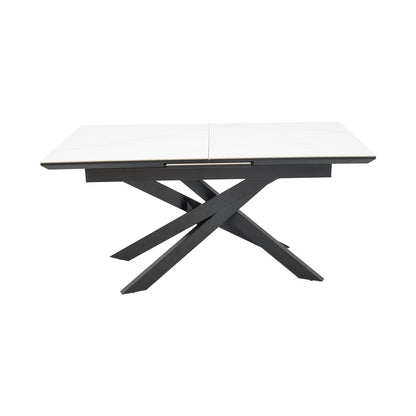 Τραπέζι Rogemi pakoworld sintered stone -γκρι mdf-μαύρο μέταλλο 160-200x90x75εκ - Hippiehome.gr