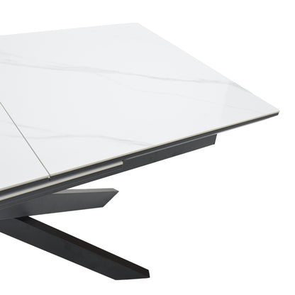 Τραπέζι Rogemi pakoworld sintered stone -γκρι mdf-μαύρο μέταλλο 160-200x90x75εκ - Hippiehome.gr