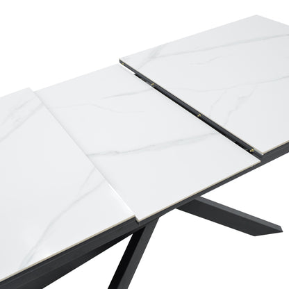 Τραπέζι Rogemi pakoworld sintered stone -γκρι mdf-μαύρο μέταλλο 160-200x90x75εκ - Hippiehome.gr