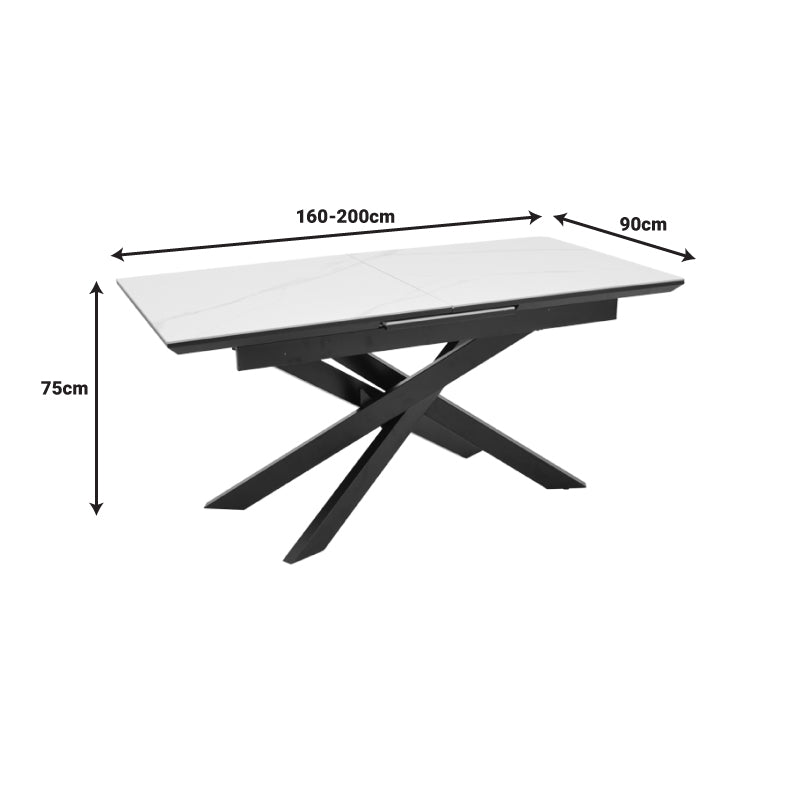 Τραπέζι Rogemi pakoworld sintered stone -γκρι mdf-μαύρο μέταλλο 160-200x90x75εκ - Hippiehome.gr