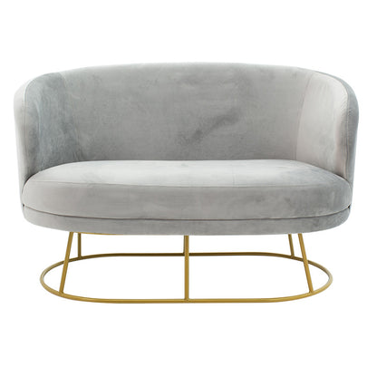 Καναπές 2θέσιος Rony pakoworld βελούδο γκρι-χρυσό 132x82x83εκ - Hippiehome.gr