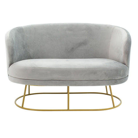 Καναπές 2θέσιος Rony pakoworld βελούδο γκρι-χρυσό 132x82x83εκ - Hippiehome.gr