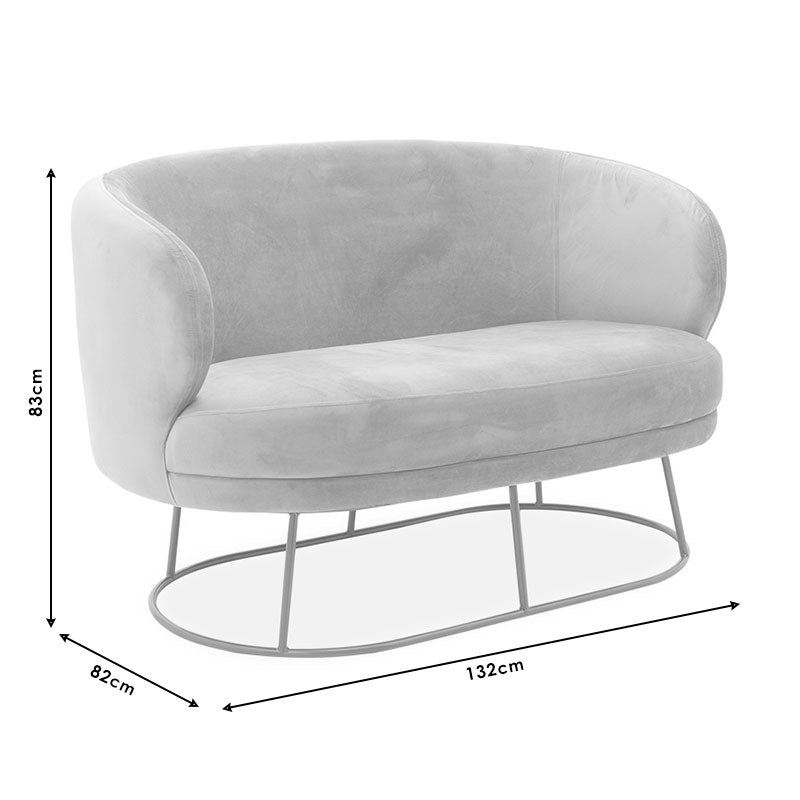 Καναπές 2θέσιος Rony pakoworld βελούδο γκρι-χρυσό 132x82x83εκ - Hippiehome.gr