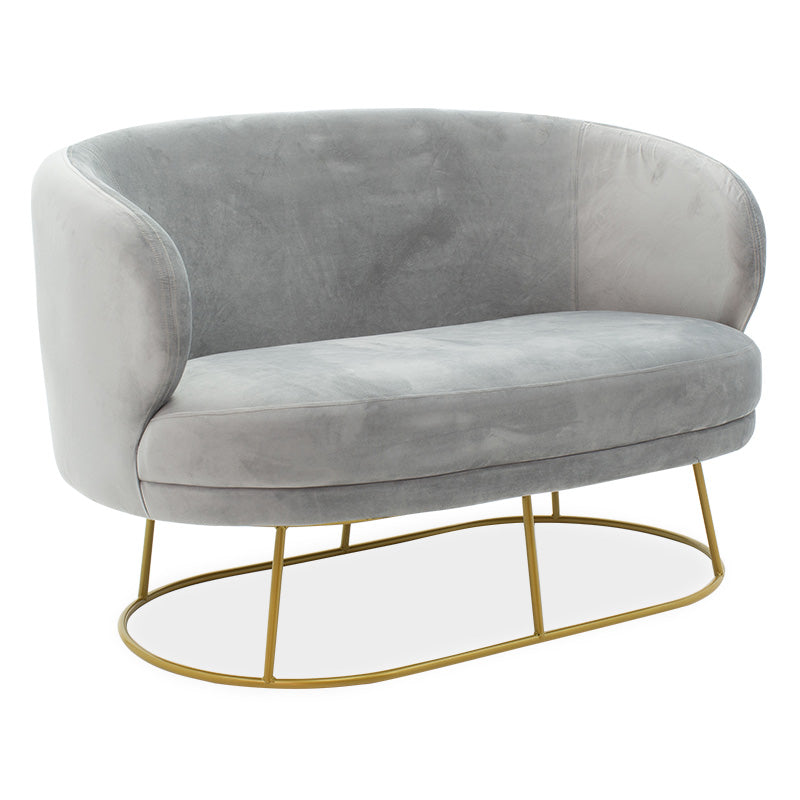 Καναπές 2θέσιος Rony pakoworld βελούδο γκρι-χρυσό 132x82x83εκ - Hippiehome.gr