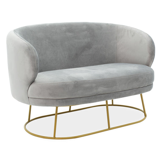 Καναπές 2θέσιος Rony pakoworld βελούδο γκρι-χρυσό 132x82x83εκ - Hippiehome.gr